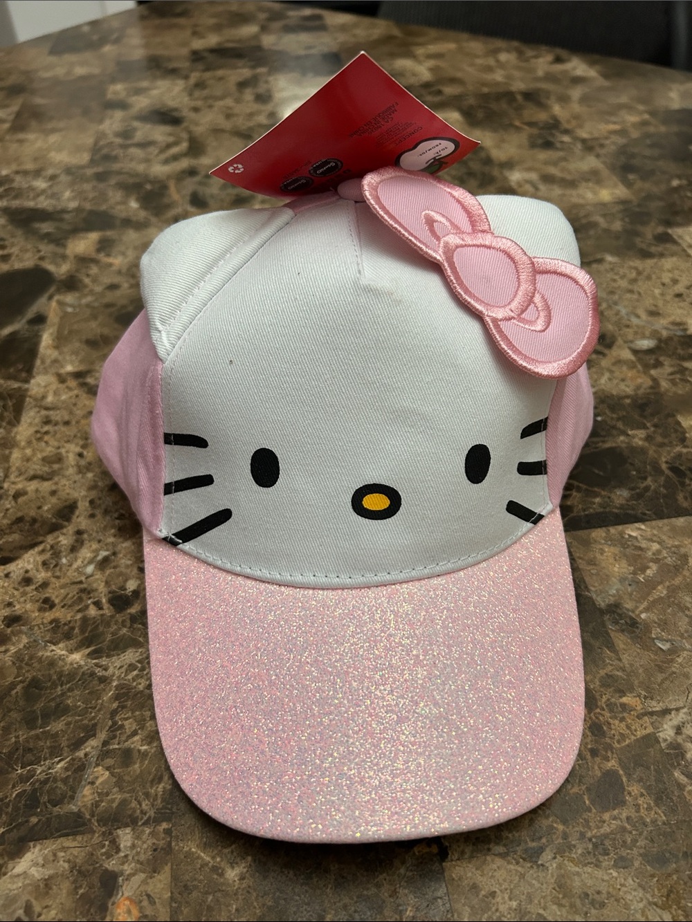 NEW 🆕 Hello Kitty 3D Pink Glitter Kids Cap with Bow 4-6 years